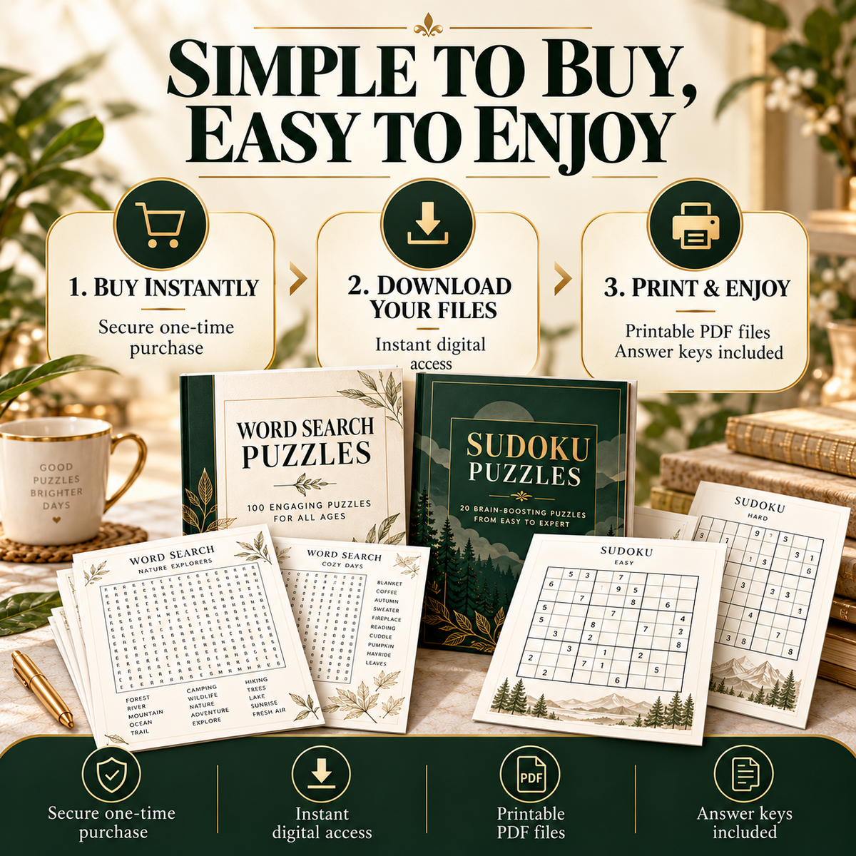 Illustrated guide — buy, download and print the puzzle collection