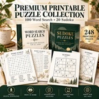 Illustrative cover — Create Lab Premium Printable Puzzle Collection, 100 Word Search and 20 Sudoku